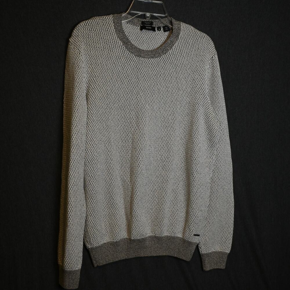 BOSS Hugo Boss Men's M Knitted Two-Tone Crewneck Sweater Regular Fit Cotton